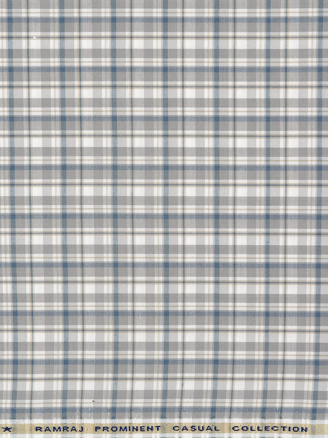 Men Cotton Rich Checked Shirt Fabric White with Blue High Style