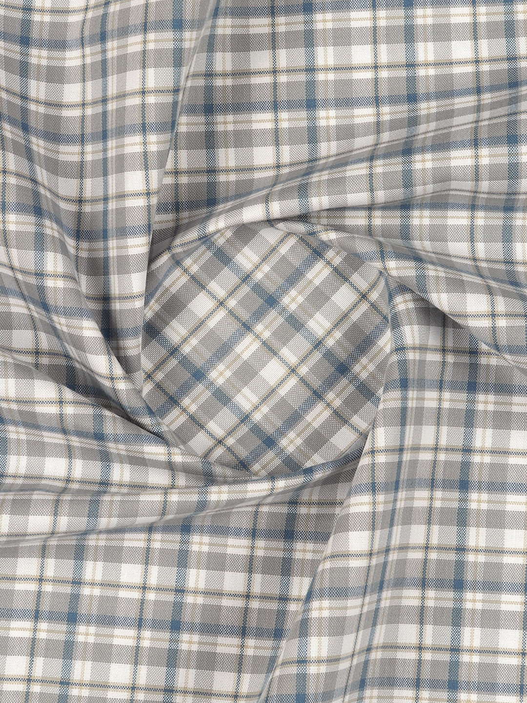 Men Cotton Rich Checked Shirt Fabric White with Blue High Style