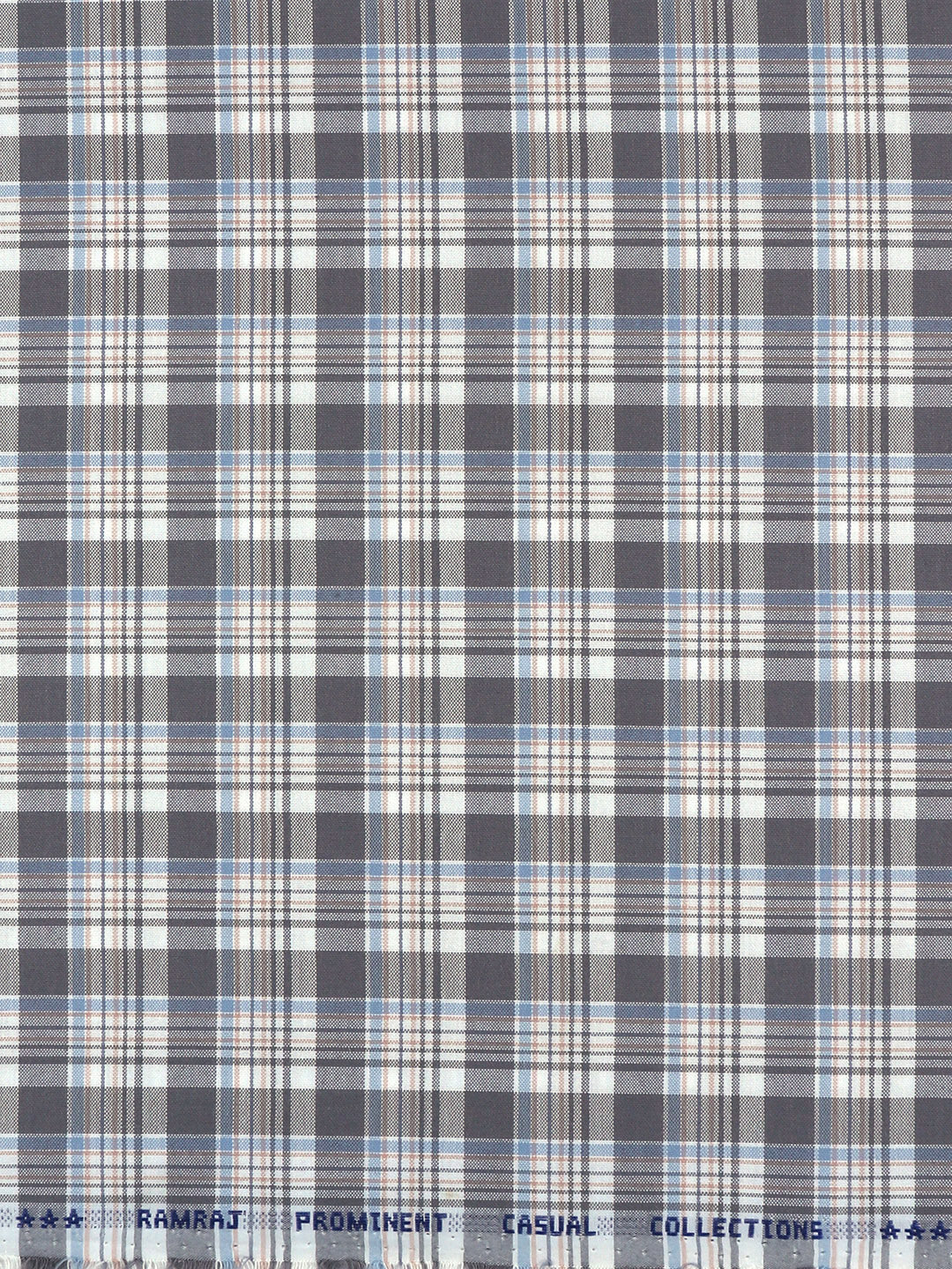 Men Cotton Rich Checked Shirt Fabric Grey High Style