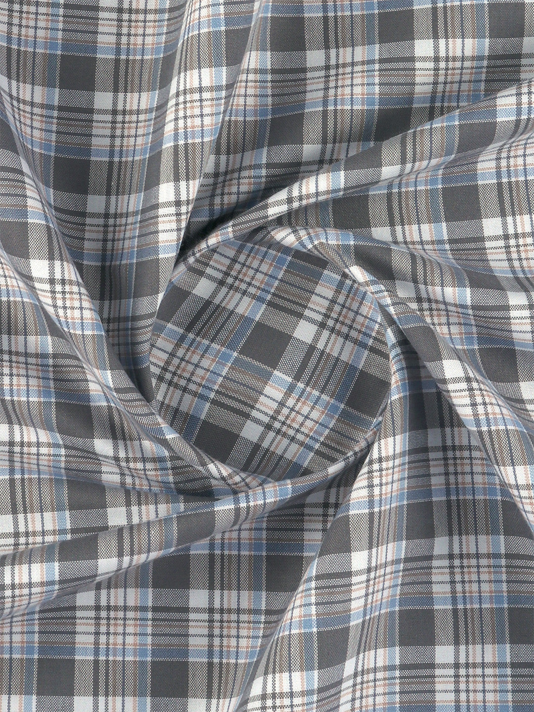 Men Cotton Rich Checked Shirt Fabric Grey High Style