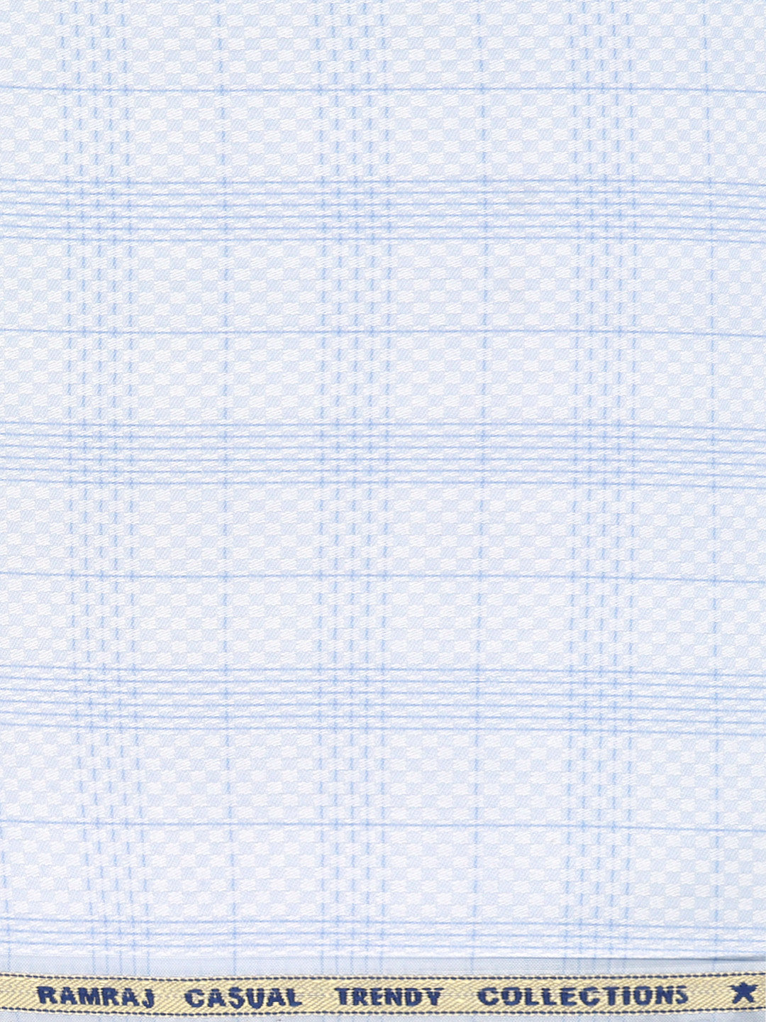 Cotton Blend Self Design Shirt Fabric Blue High Style