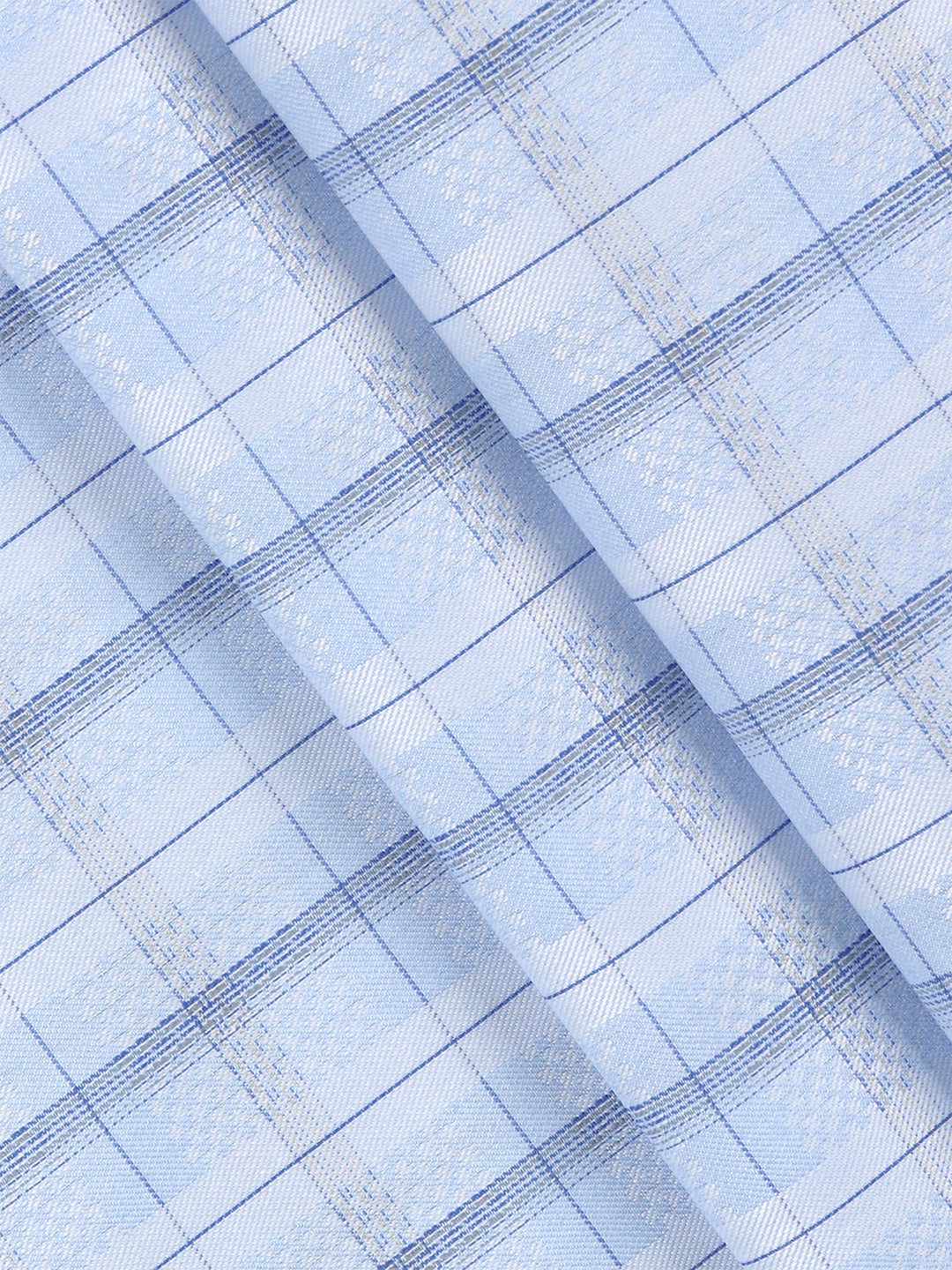 Cotton Blend Self Design Shirt Fabric Blue High Style
