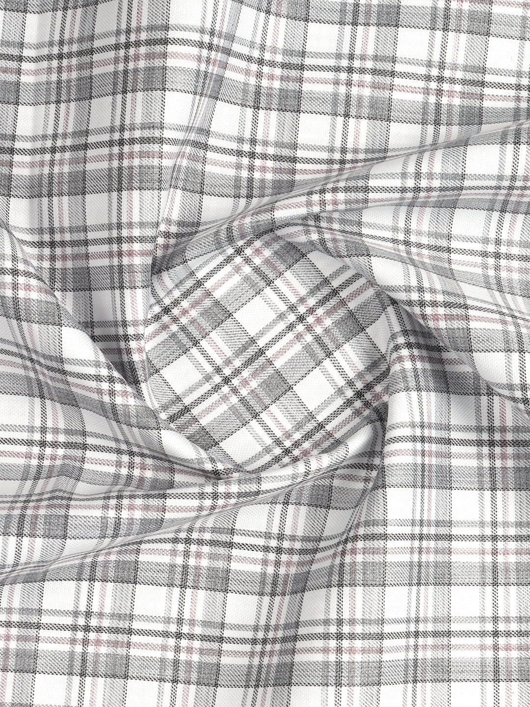 Cotton Rich Grey with White Checked Shirt Fabric Infinity Bit