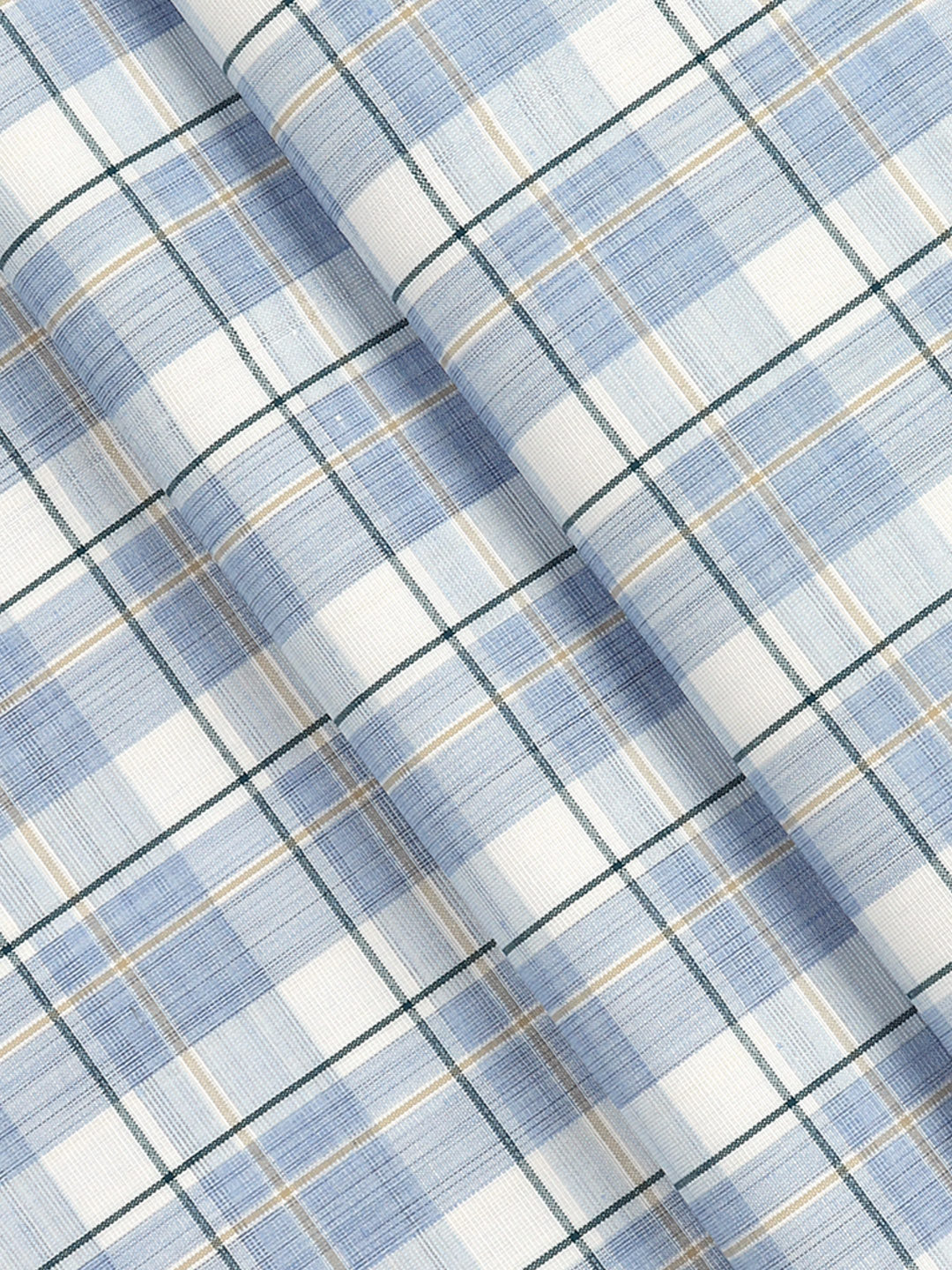 Cotton Rich Blue Checked Shirt Fabric Infinity Bit