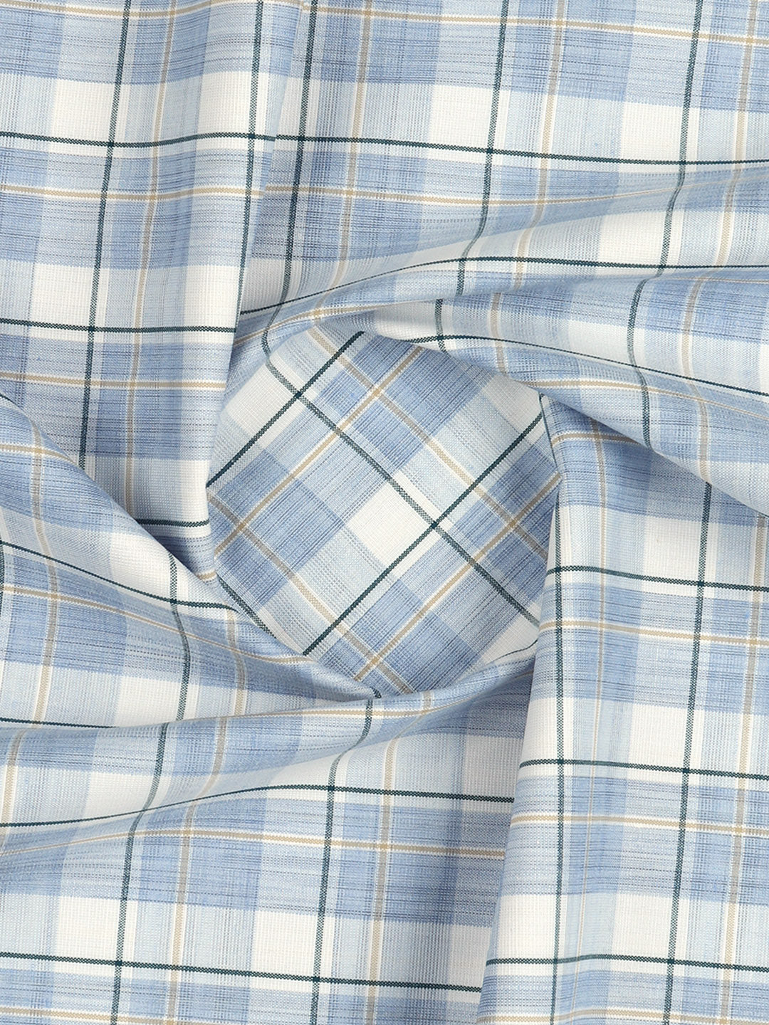 Cotton Rich Blue Checked Shirt Fabric Infinity Bit