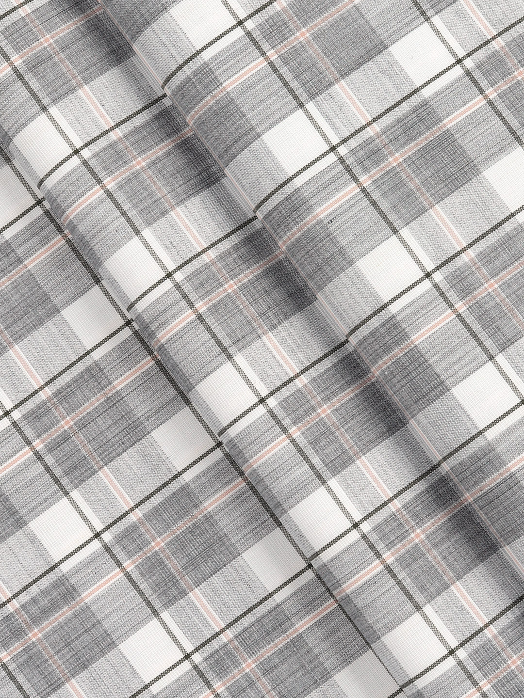Cotton Rich Grey Checked Shirt Fabric Infinity Bit