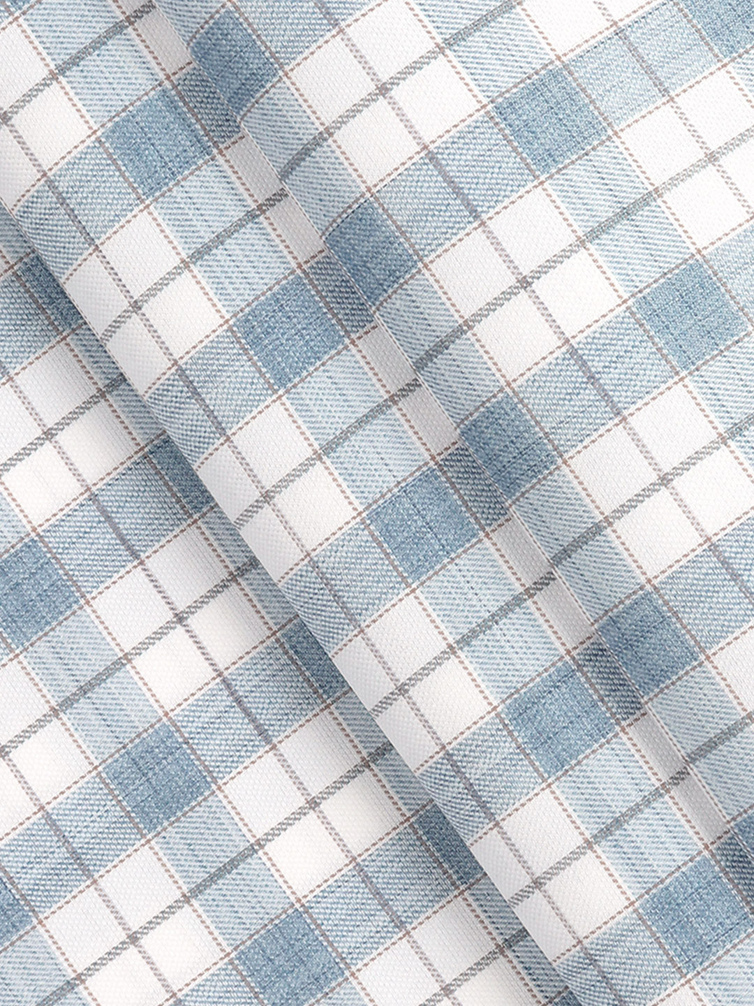 Cotton Rich Blue with White Checked Shirt Fabric Infinity Bit
