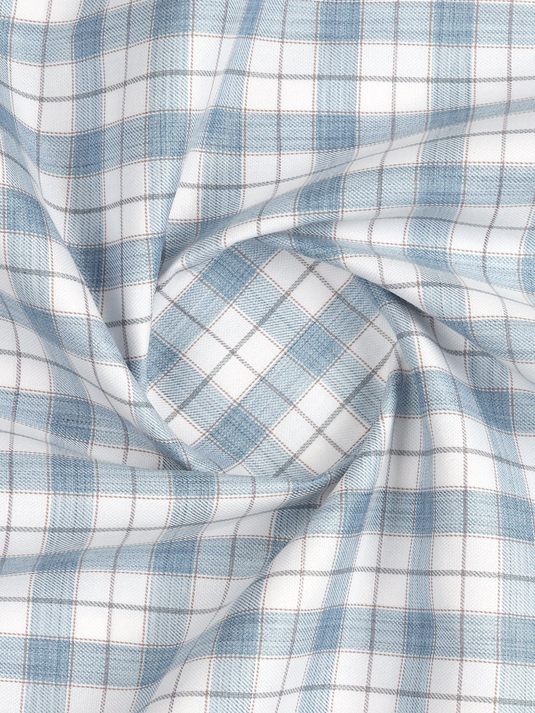 Cotton Rich Blue with White Checked Shirt Fabric Infinity Bit