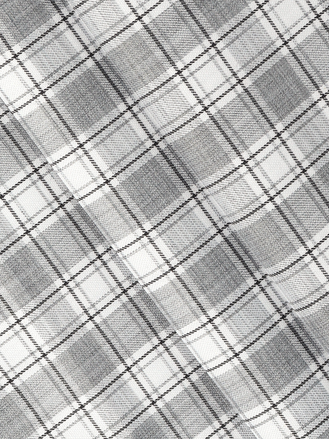 Cotton Rich Dark Grey Checked Shirt Fabric Infinity Bit