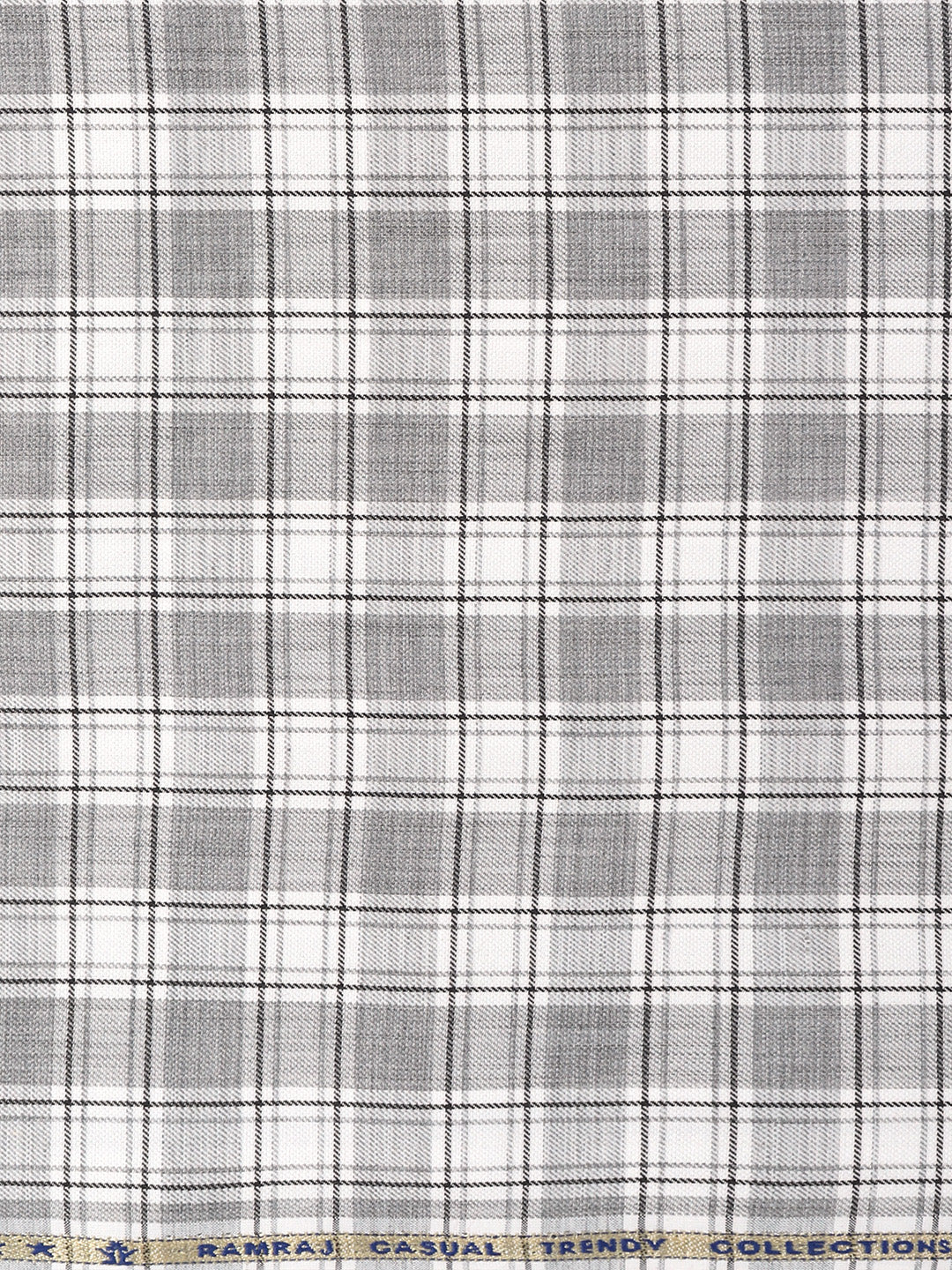 Cotton Rich Dark Grey Checked Shirt Fabric Infinity Bit