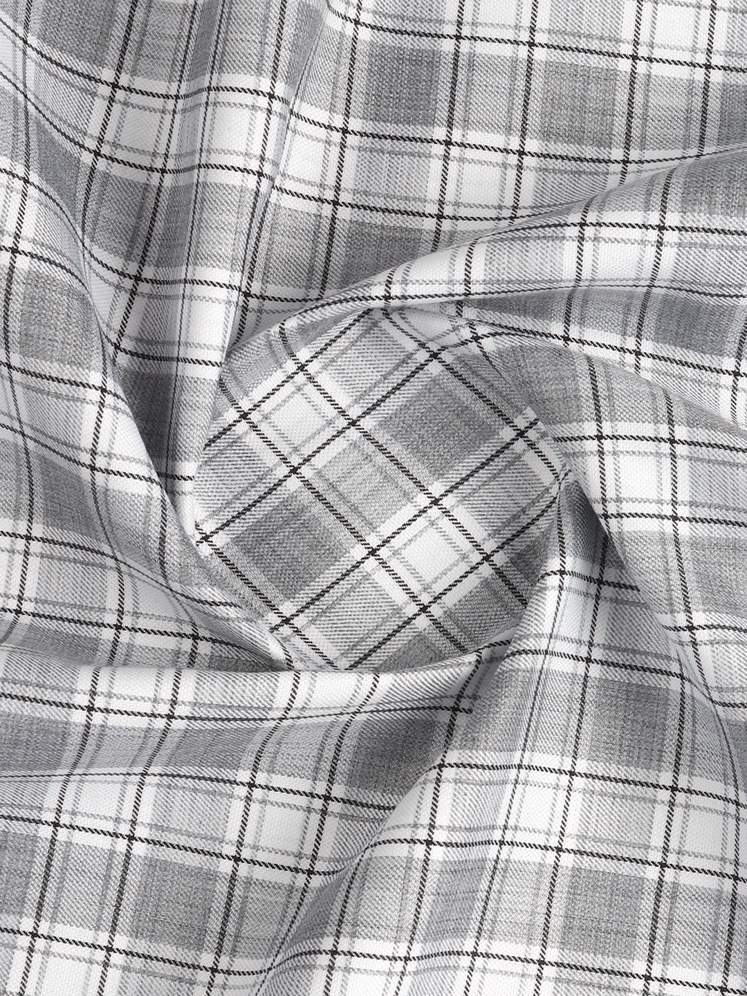 Cotton Rich Dark Grey Checked Shirt Fabric Infinity Bit