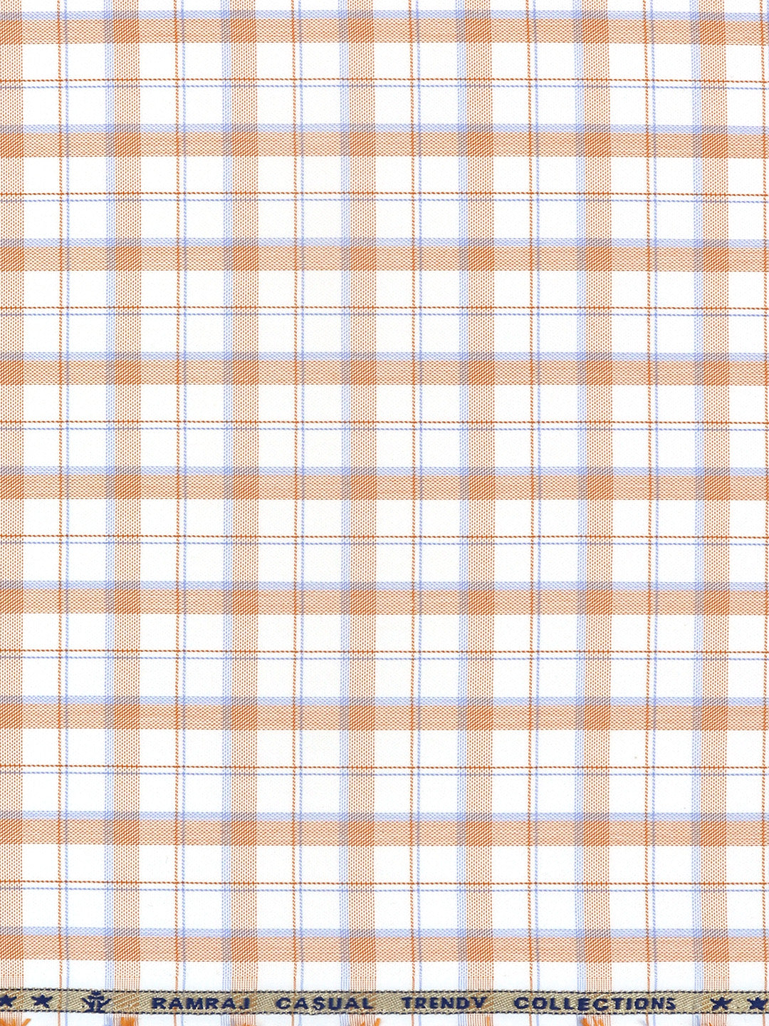 Cotton Rich Checked Orange Shirt Fabric High Style