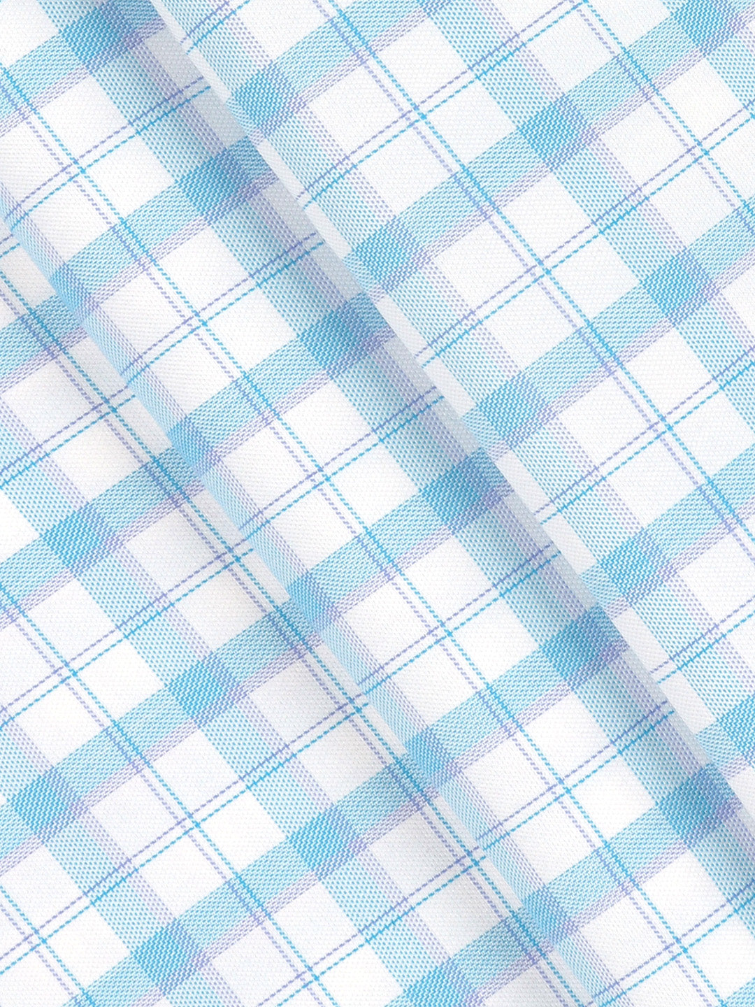 Cotton Rich Checked White with Blue Shirt Fabric High Style
