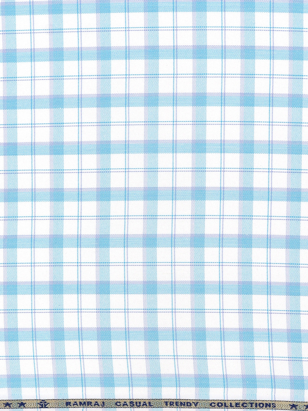 Cotton Rich Checked White with Blue Shirt Fabric High Style