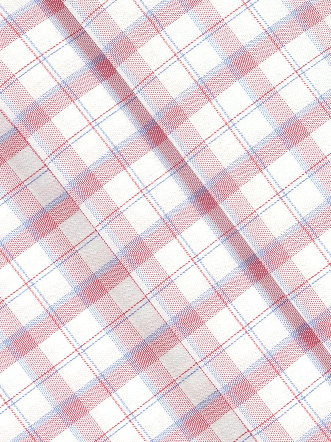 Cotton Rich Checked White with Pink Shirt Fabric High Style