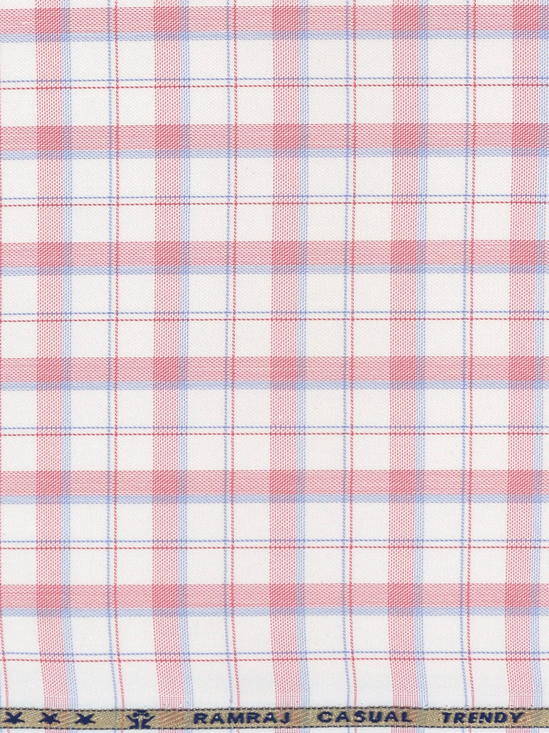 Cotton Rich Checked White with Pink Shirt Fabric High Style