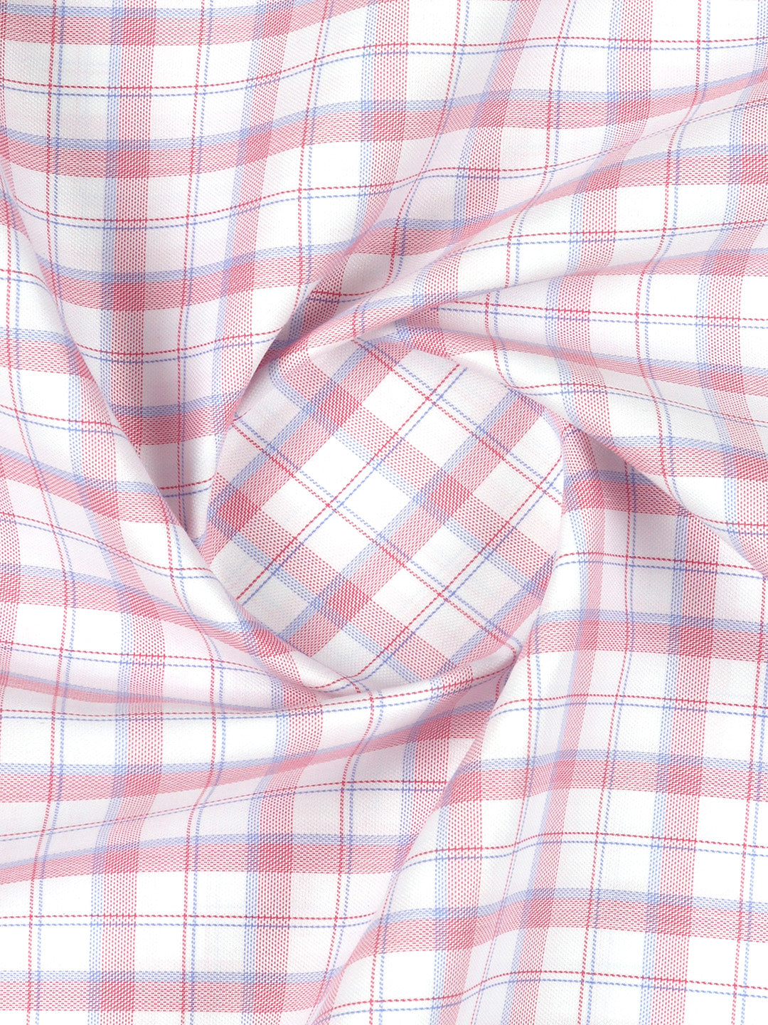 Cotton Rich Checked White with Pink Shirt Fabric High Style