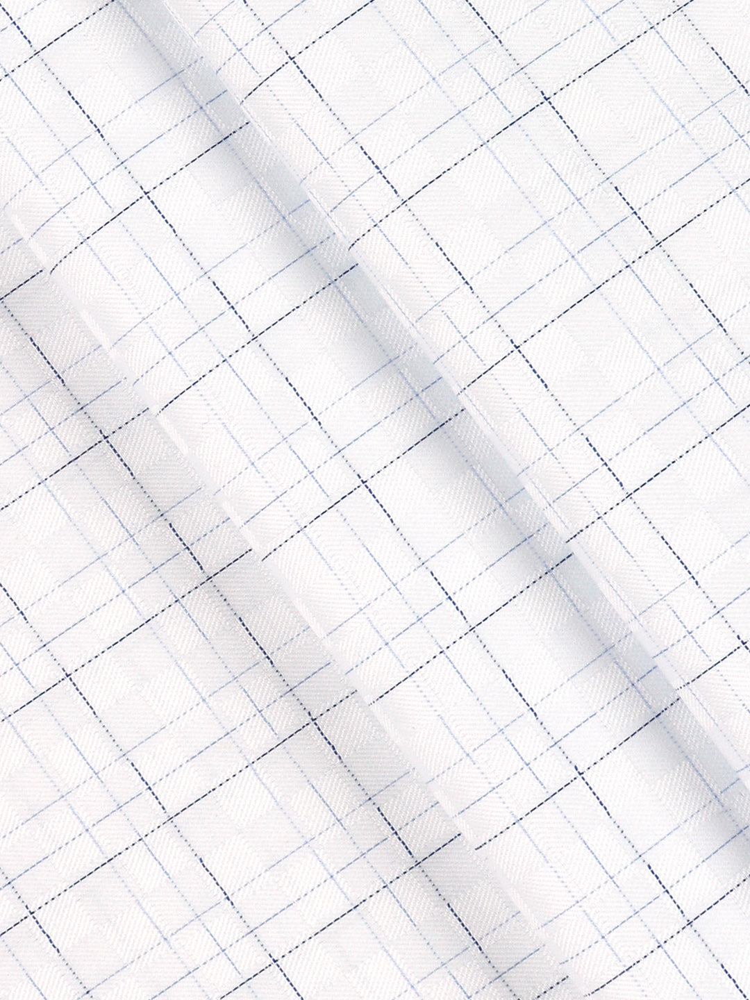 Cotton Rich Checked White with Blue Shirt Fabric High Style