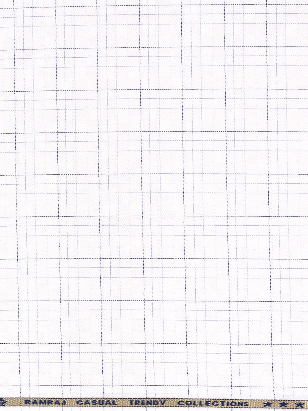 Cotton Rich Checked White with Blue Shirt Fabric High Style