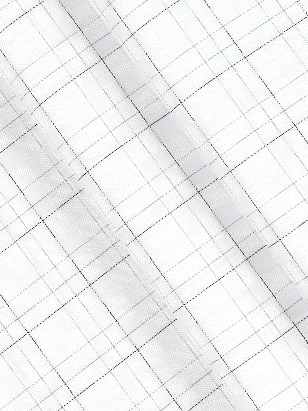 Men Cotton Rich White Checked Shirt Fabric High Style