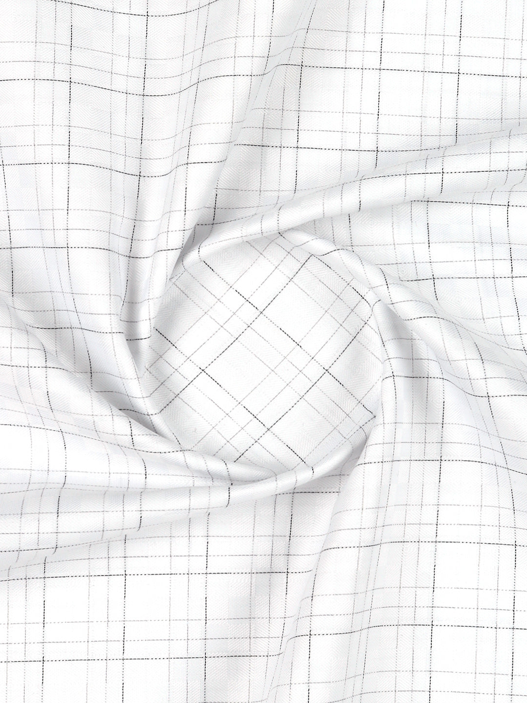 Men Cotton Rich White Checked Shirt Fabric High Style