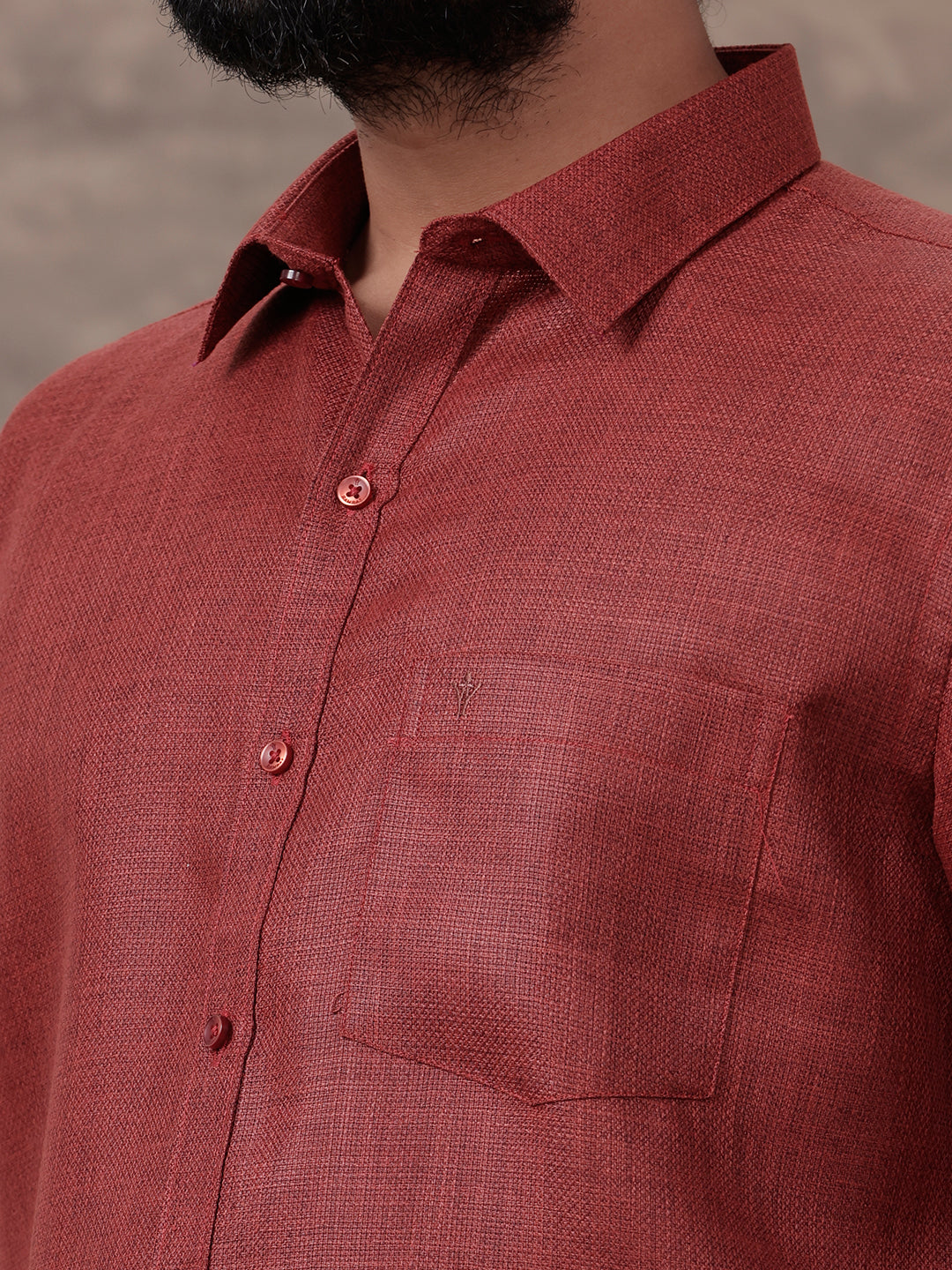 Men Cotton Rich Shirt Maroon T36 TL6