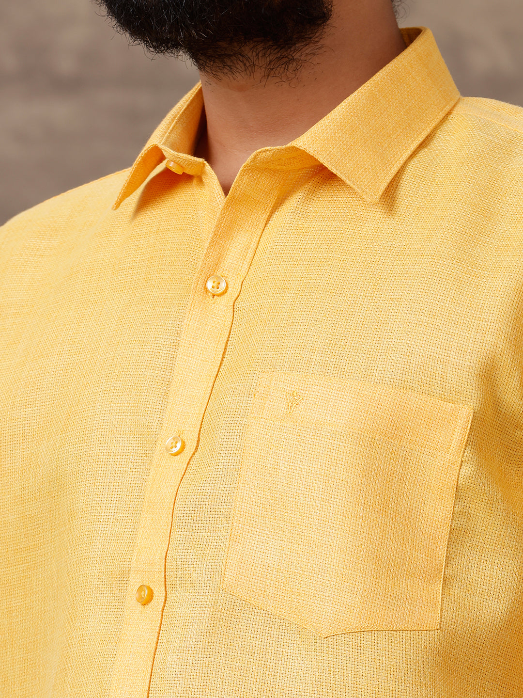 Men Cotton Rich Shirt Yellow T36 TL5