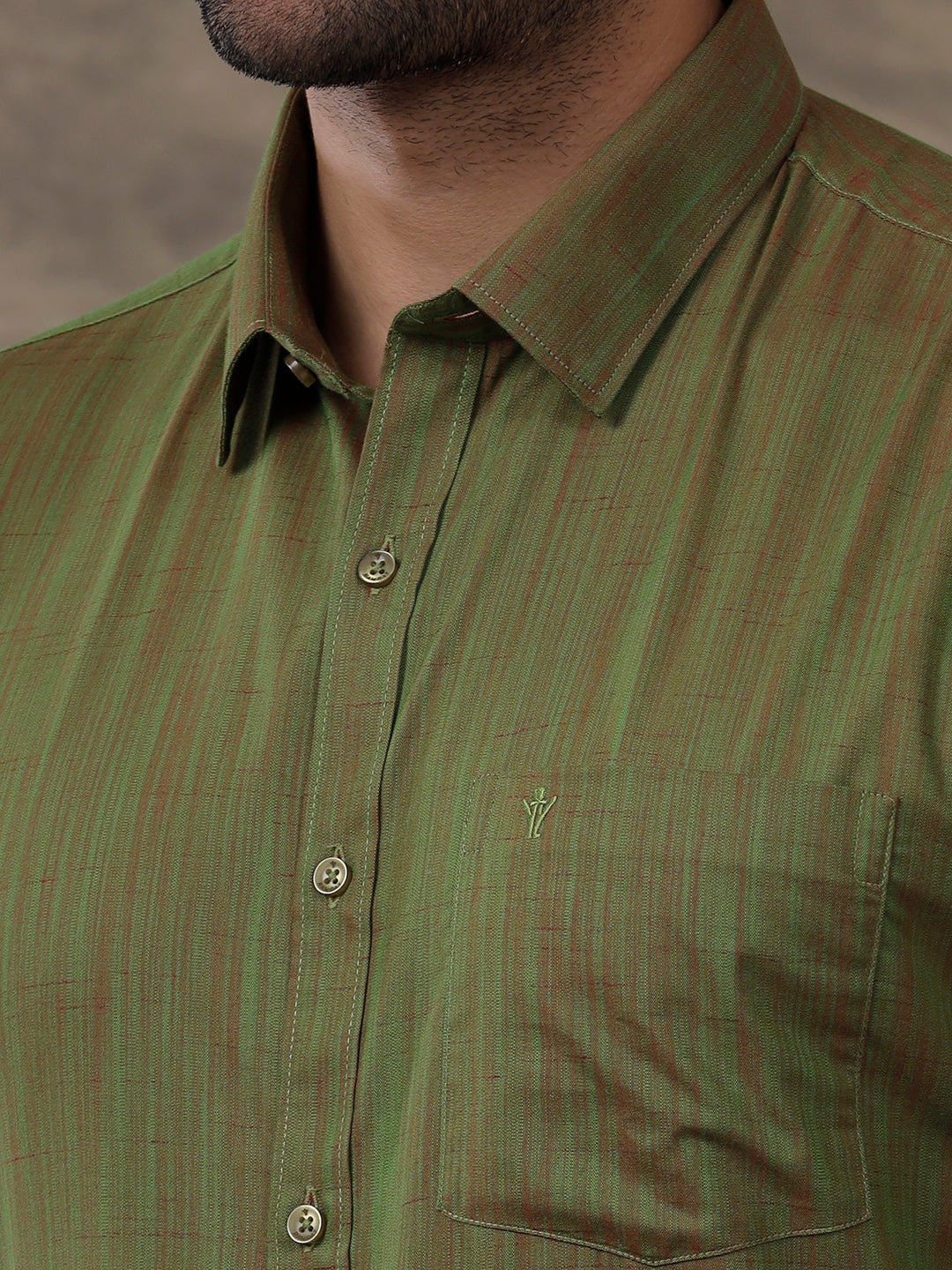 Men Cotton Rich Half Sleeves Shirt Green T32 TH8