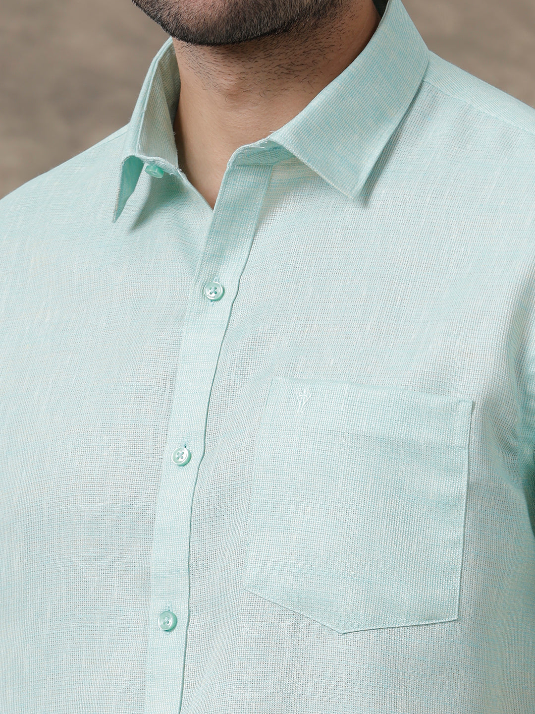 Men Cotton Blend Shirt Half Sleeves Aqua Green CV13