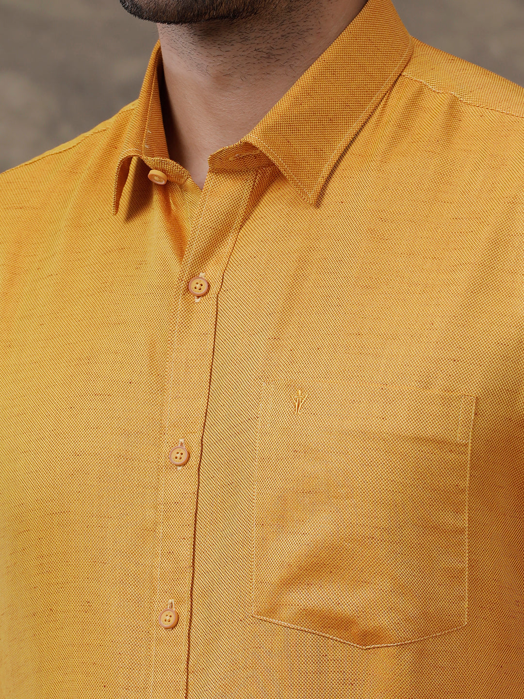 Men Cotton Rich Shirt Yellow T18 CY2