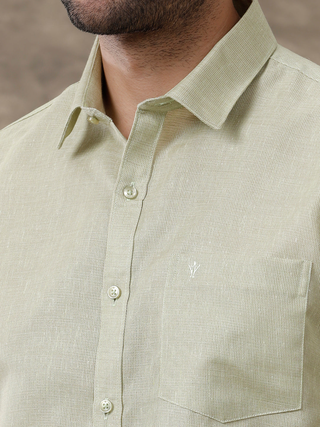 Men Cotton Blend Shirt Half Sleeves Olive Green CV16