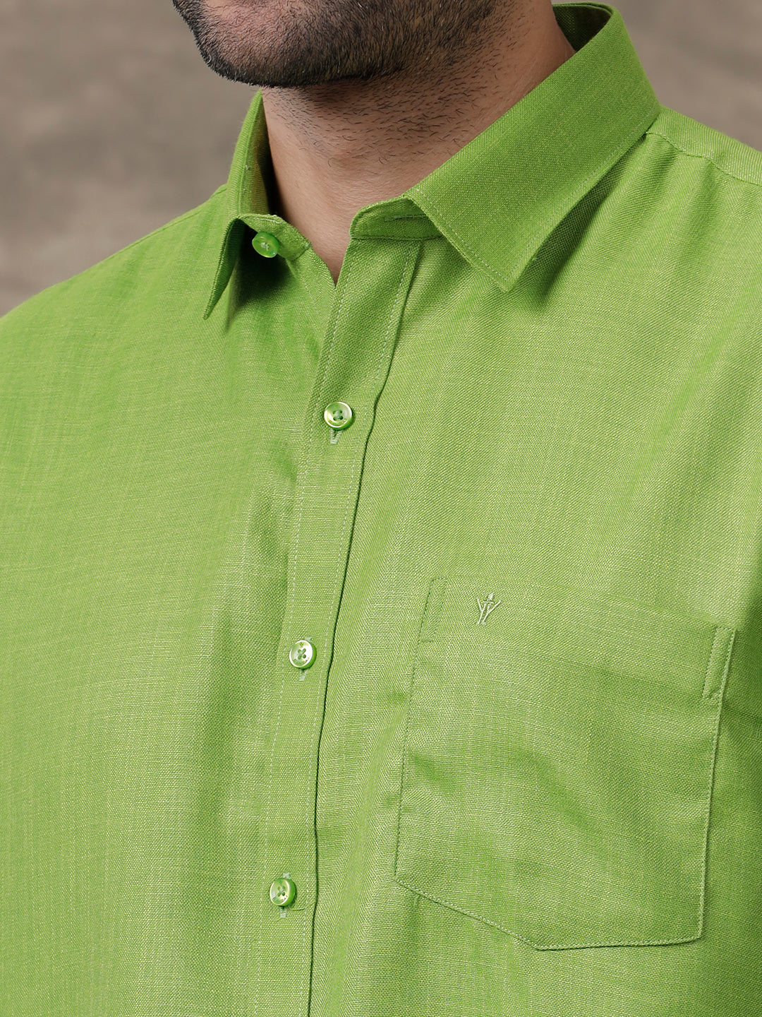 Men Cotton Blend Shirt Parrot Green T41 TQ8