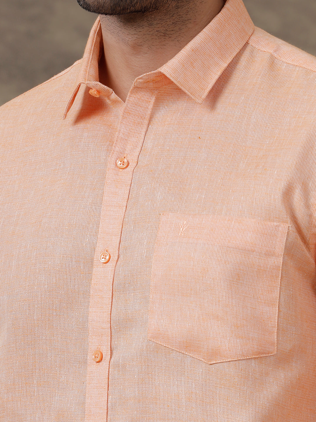 Men Cotton Blend Shirt Light Orange CV12