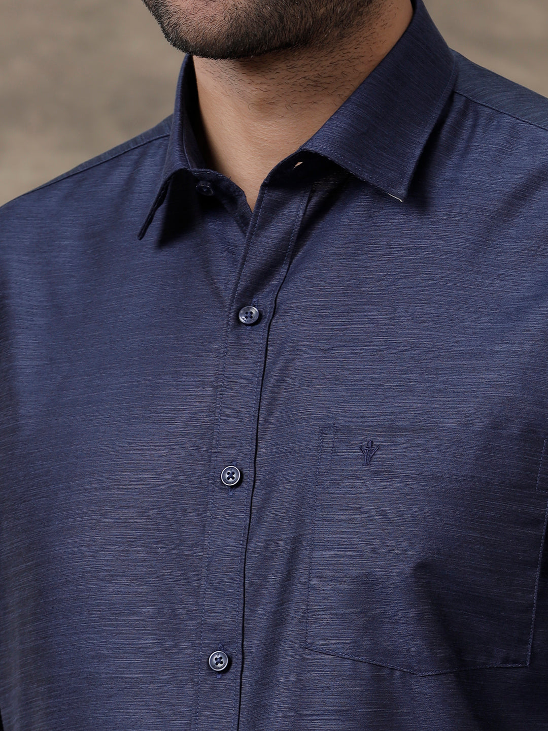 Men Cotton Rich Shirt Full Sleeves Navy Blue T29 TE5