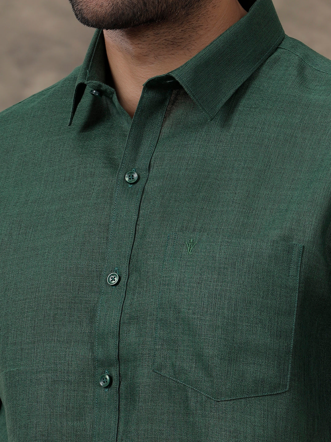 Men Cotton Rich Shirt Half Sleeves Dark Green T26 TB9