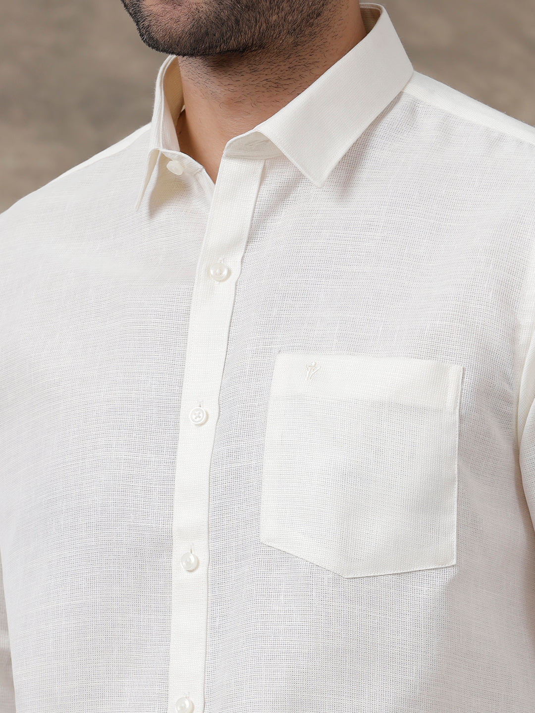 Men Cotton Blend Formal Shirt Off White CV6