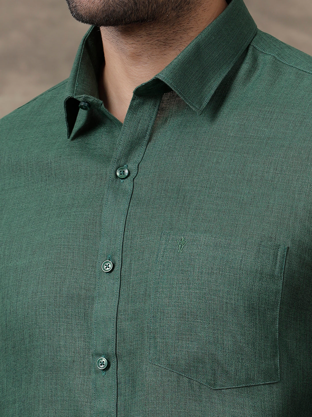 Men Cotton Rich Shirt Full Sleeves Dark Green T26 TB9