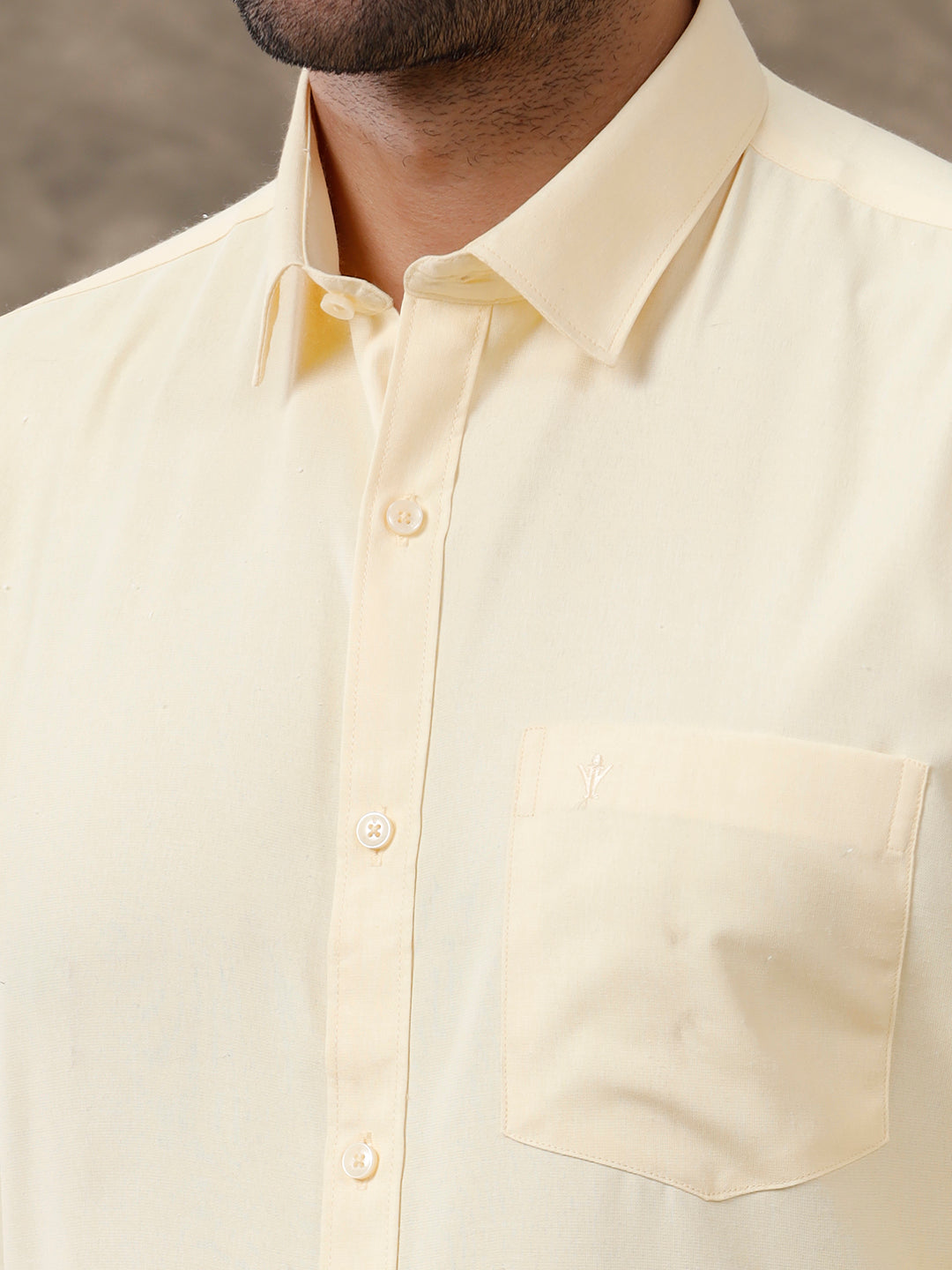 Men Cotton Blend Shirt Light Yellow T40 TP5