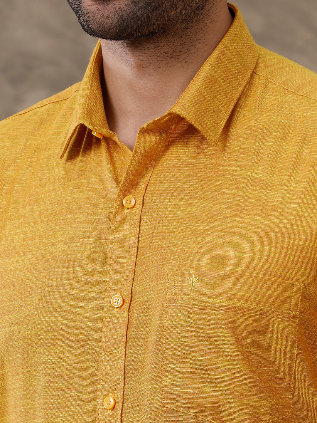 Men Cotton Rich Shirt Half Sleeves Mustard T28 TD1