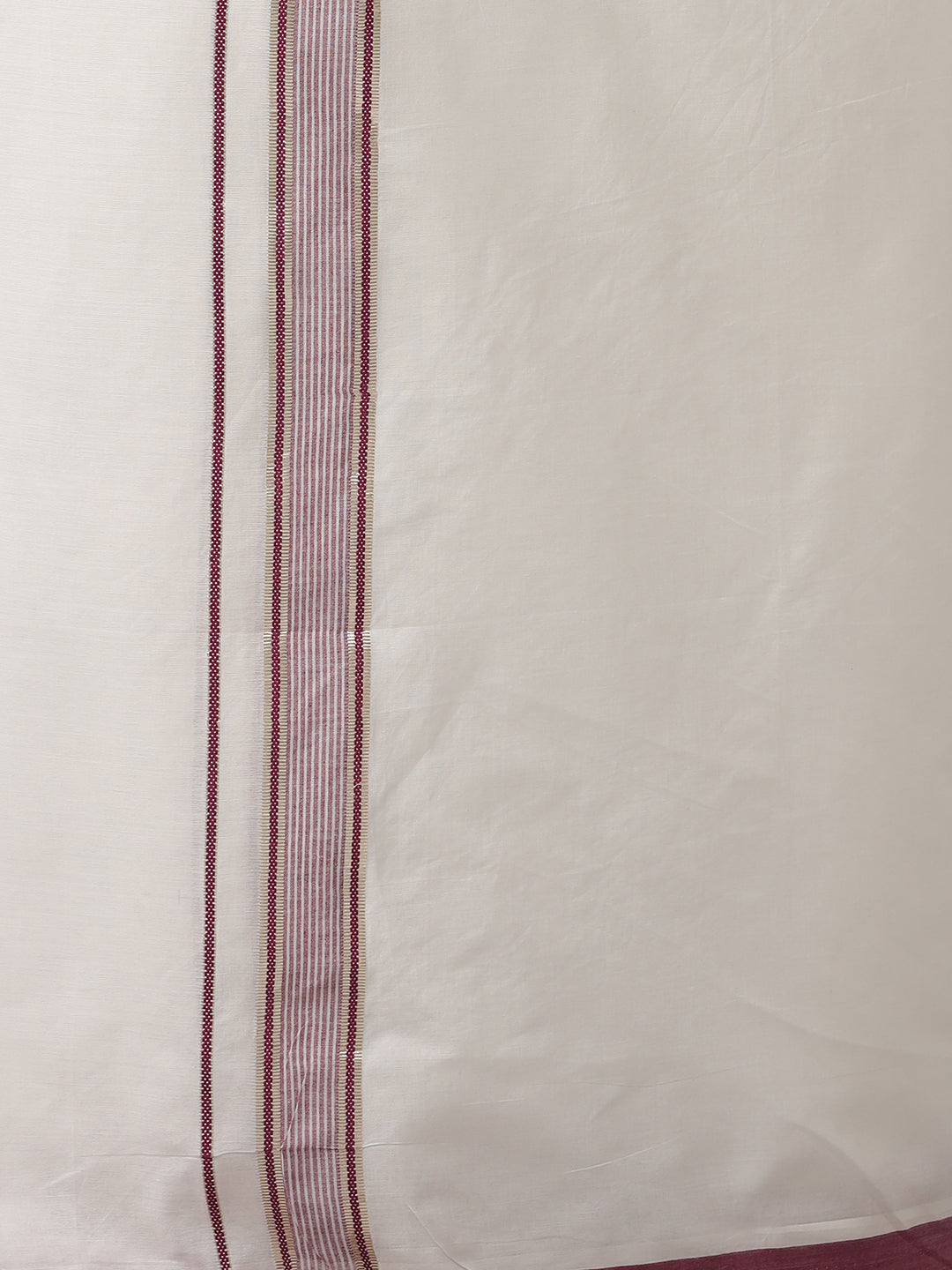 Mens Pure Cotton Maroon with Silver Border Double Dhoti