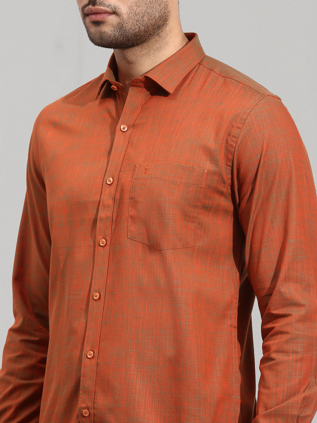 Men 100% Cotton Shirt Reddish Brown CL2 GT30