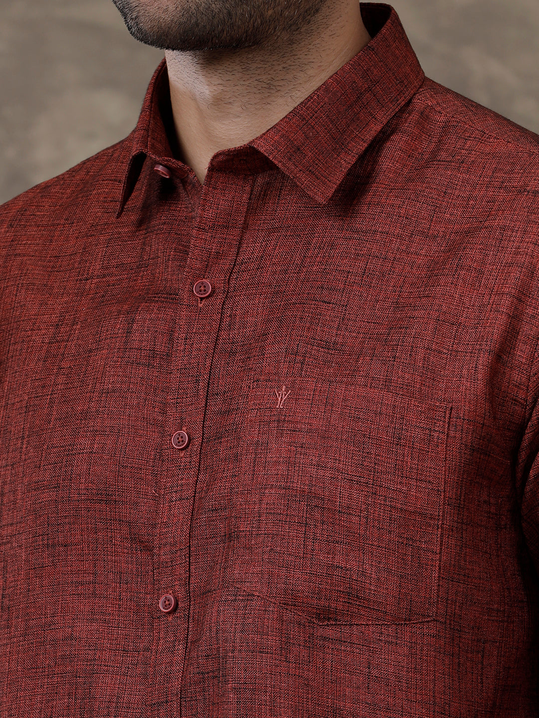 Men Cotton Blend Shirt Maroon T38 TN6