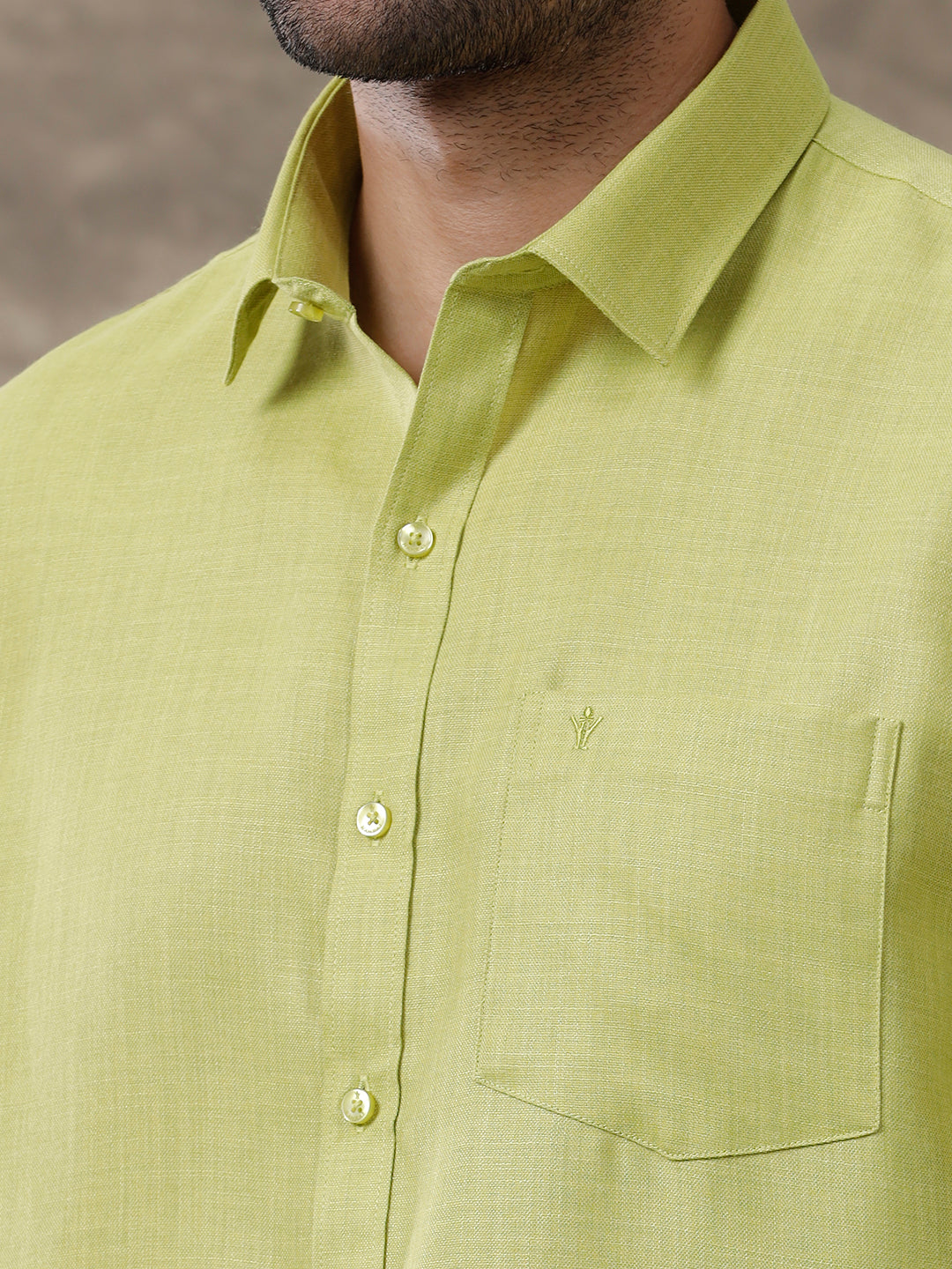 Men Cotton Blend Shirt Green T41 TQ2