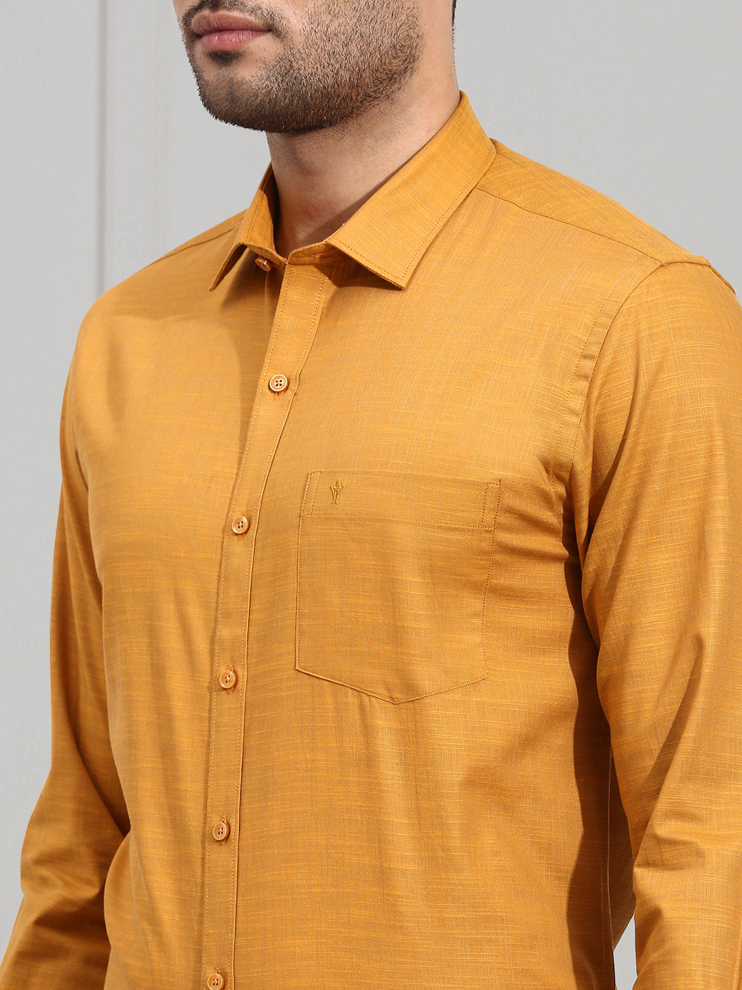 Men 100% Cotton Yellowish Brown Shirt CL2 GT32