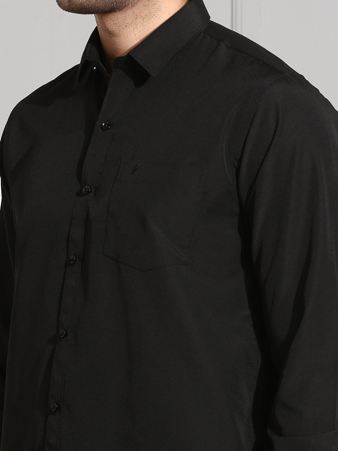 Men Cotton Blend Shirt Black