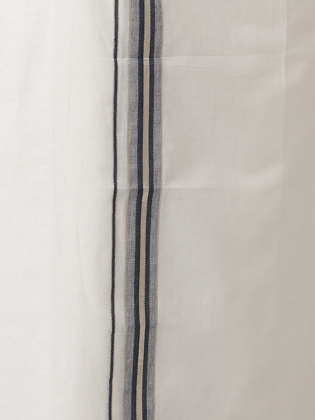 Mens Pure Cotton Navy with Silver Border Double Dhoti