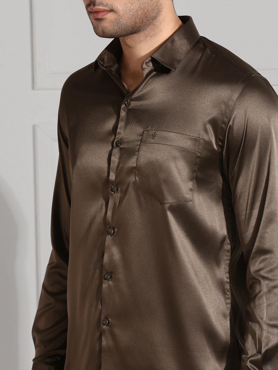 Men Party Wear Grayish Brown Shirt PS10