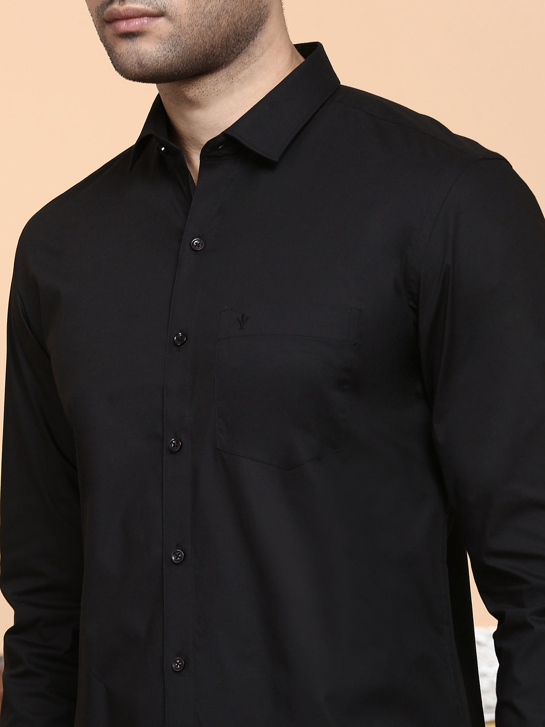 Men 100% Cotton Shirt Classic Black