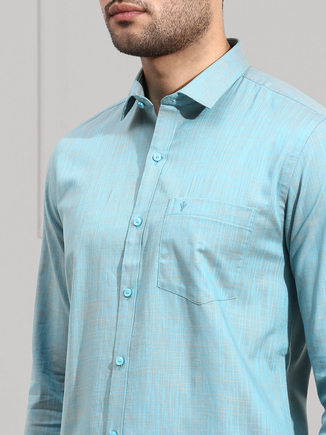 Men 100% Cotton Formal Shirt Light Blue