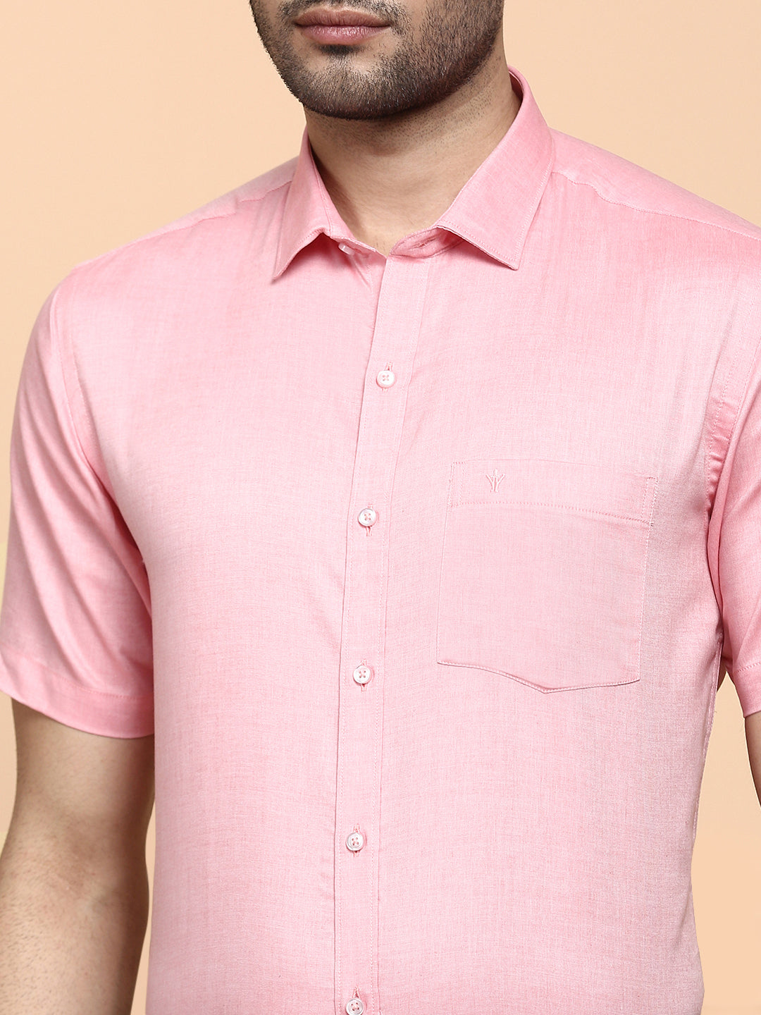 Men Premium Cotton Half Sleeves Shirt Pink EL GP13